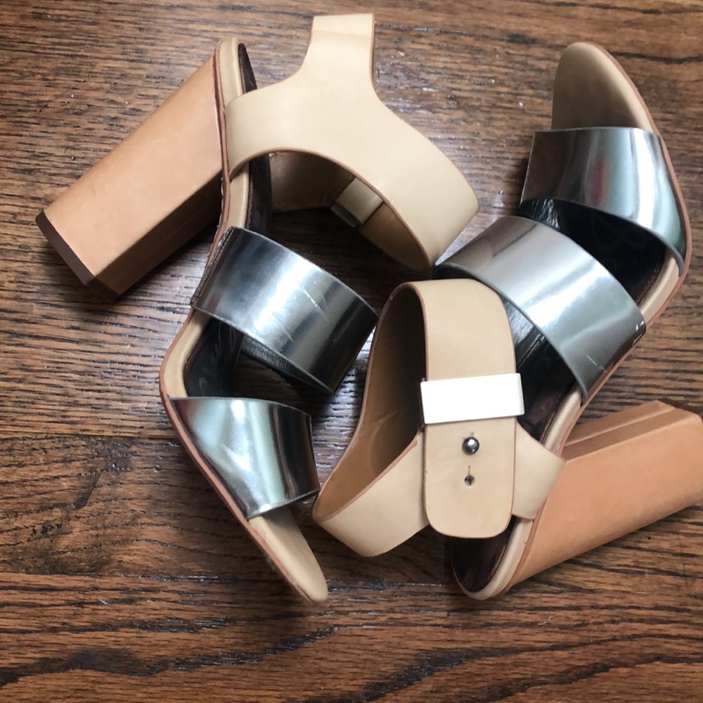 Sam Edelman 71/2 Silver and Light Tan Lthr Heels - Picture 6 of 13